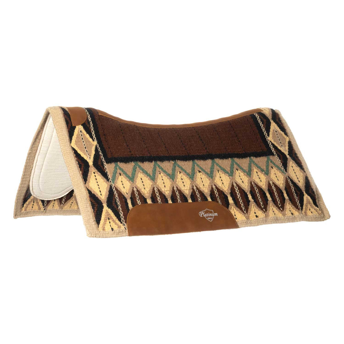 Platinum Pro Westernpad i ull 34x36, Brun/Gul/Grön