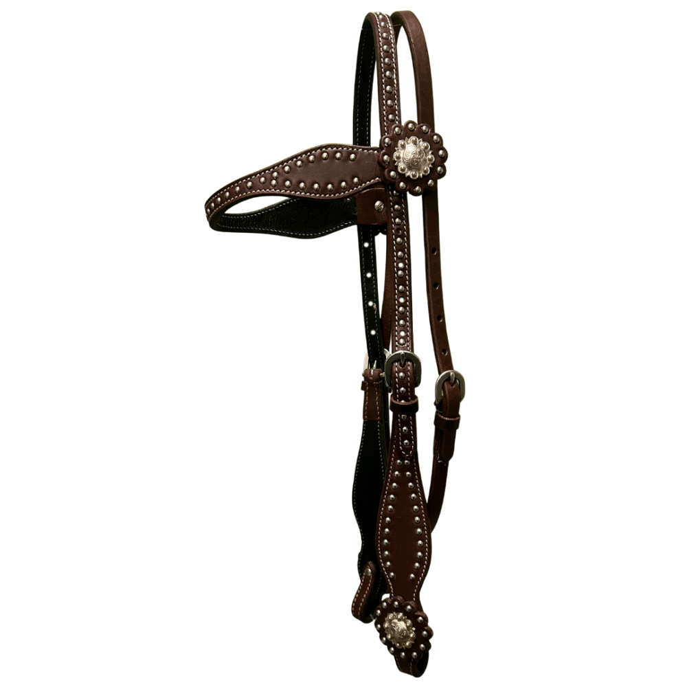 Raw Tack Studded Browband Headstall with conchos
