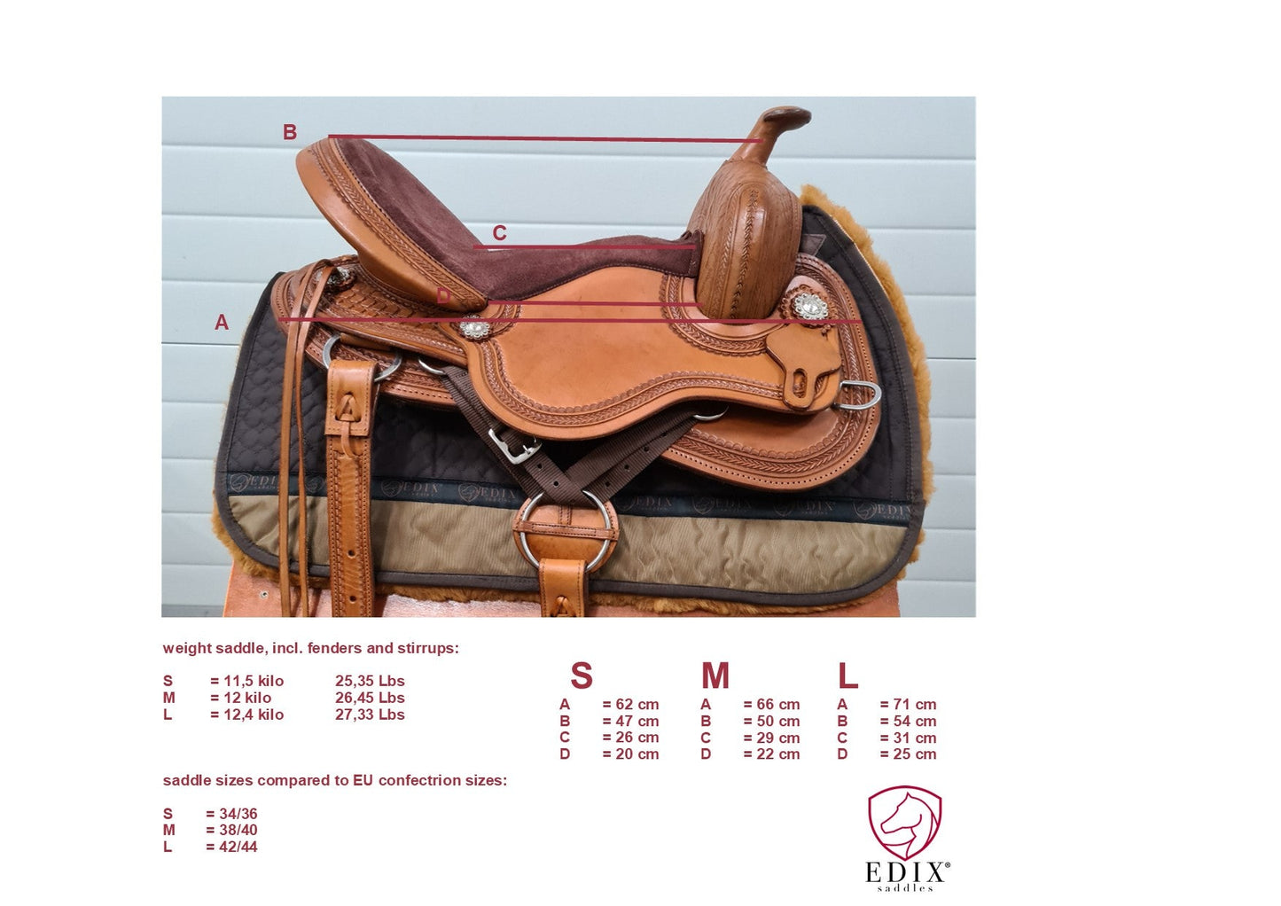 EDIX Django Bomlös Western sadel - Natur