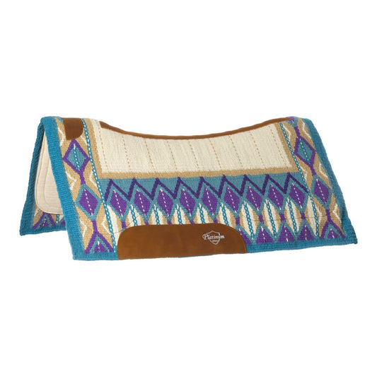 Platinum Pro Westernpad i ull 34x36, Ljusblå/Lila/Vit