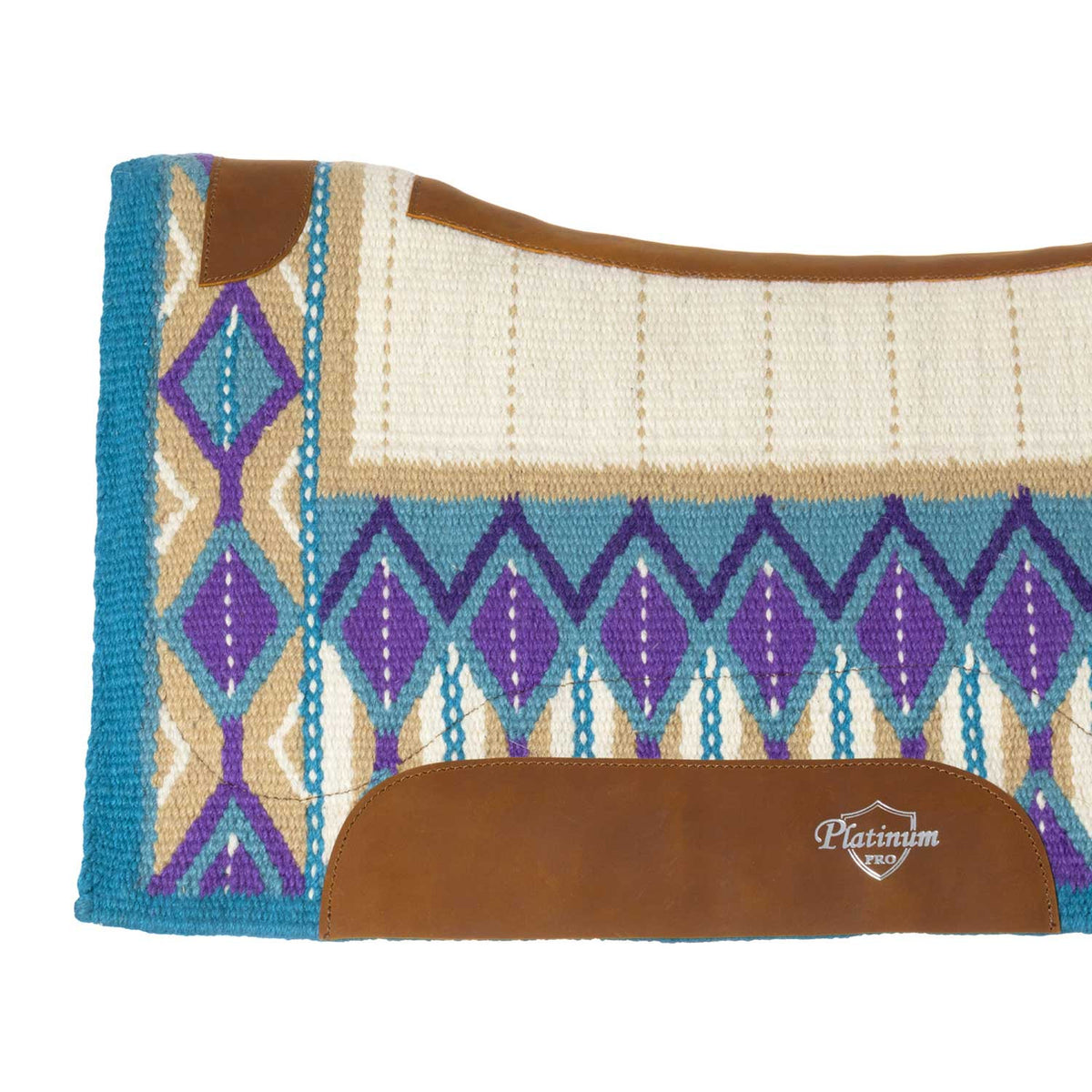 Platinum Pro Westernpad i ull 34x36, Ljusblå/Lila/Vit