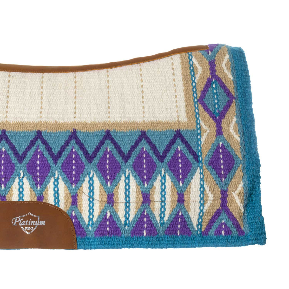 Platinum Pro Westernpad i ull 34x36, Ljusblå/Lila/Vit