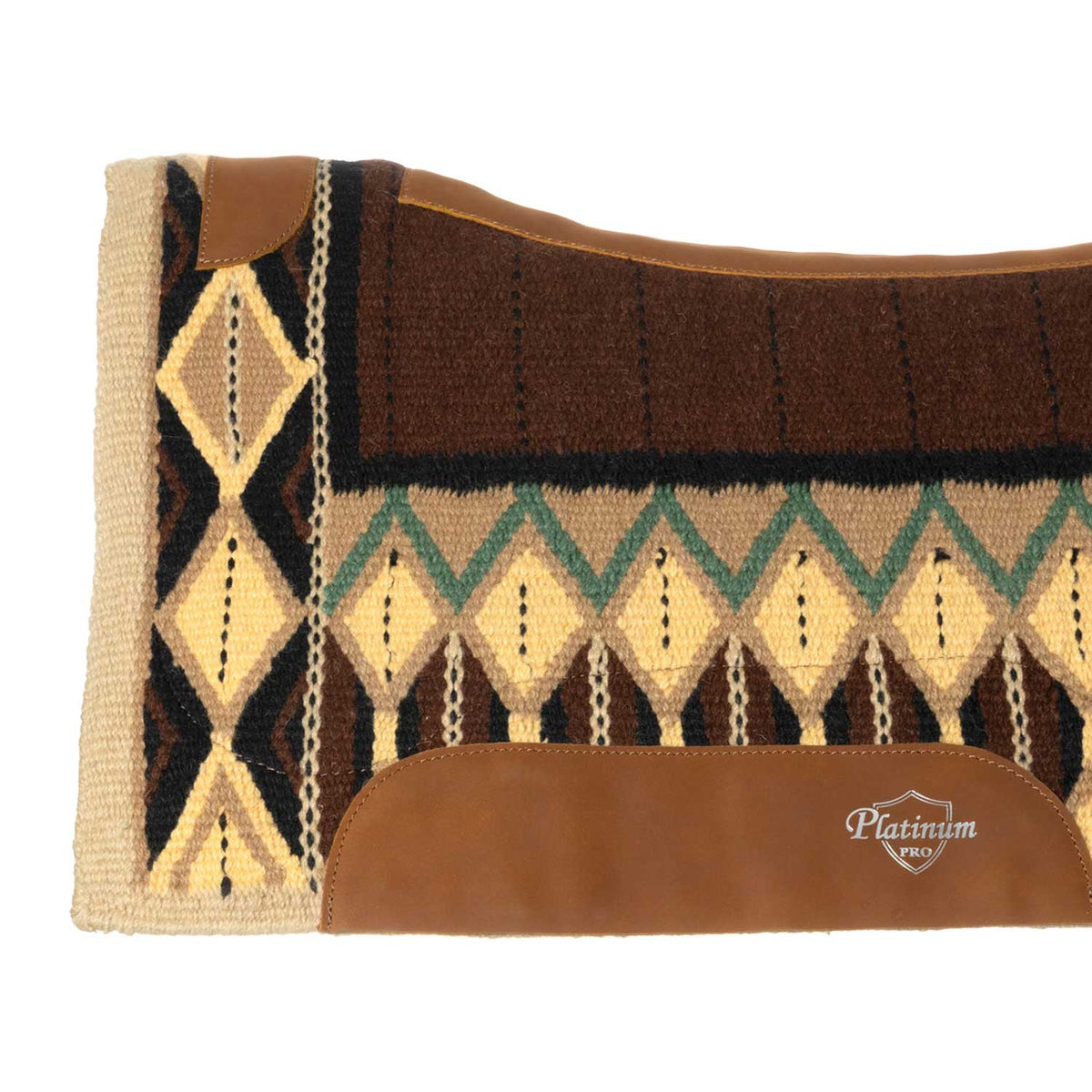 Platinum Pro Westernpad i ull 34x36, Brun/Gul/Grön