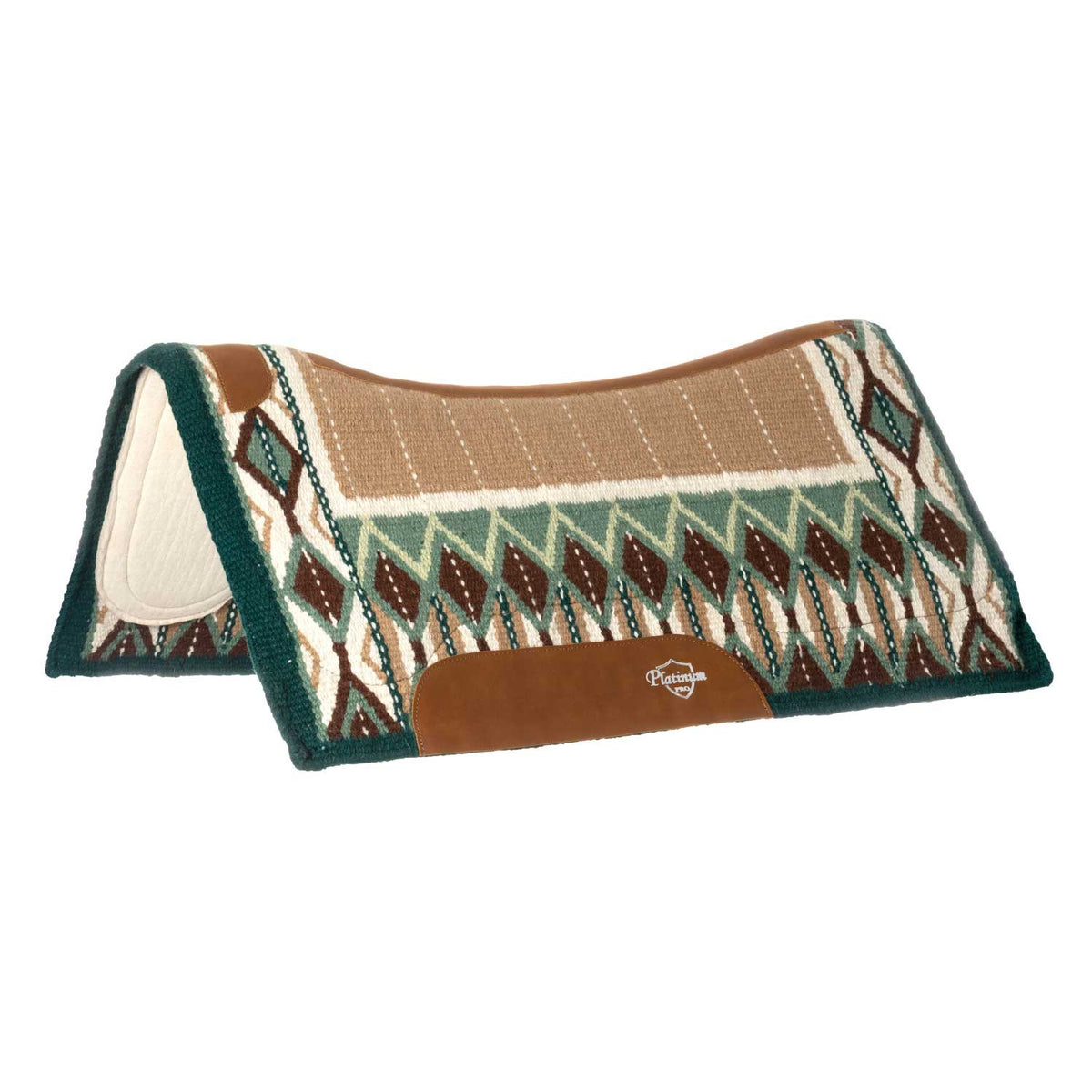 Platinum Pro Westernpad i ull 34x36, Grön/Brun/Vit