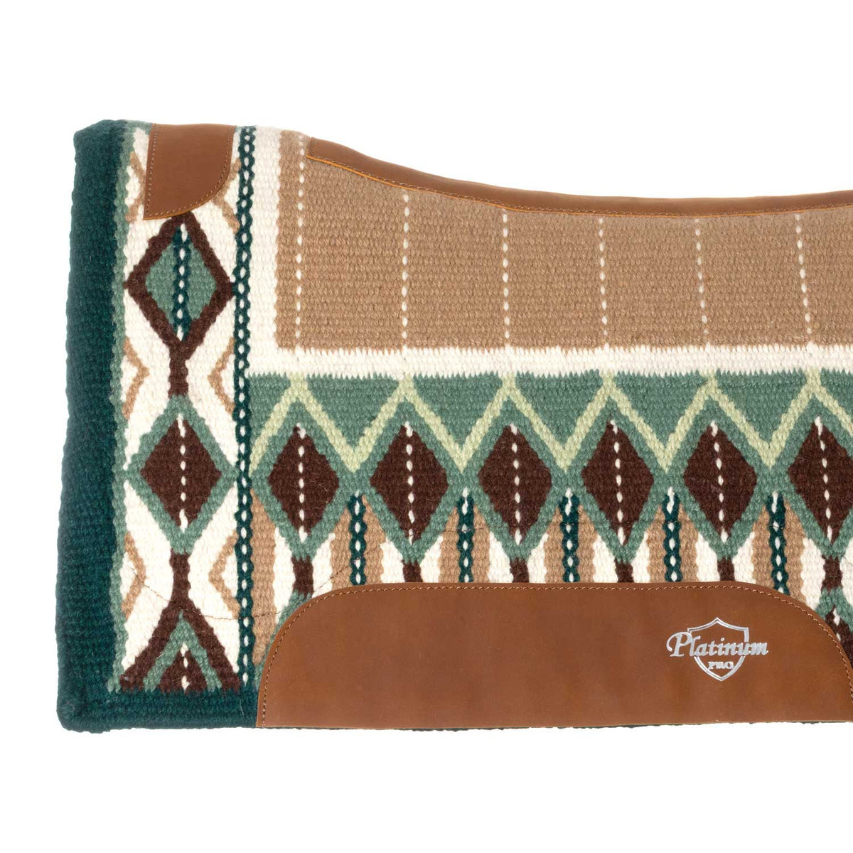Platinum Pro Westernpad i ull 34x36, Grön/Brun/Vit