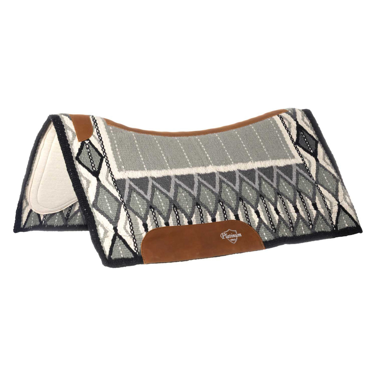Platinum Pro Westernpad i ull 34x36, Grå/Ljusgrå/Vit