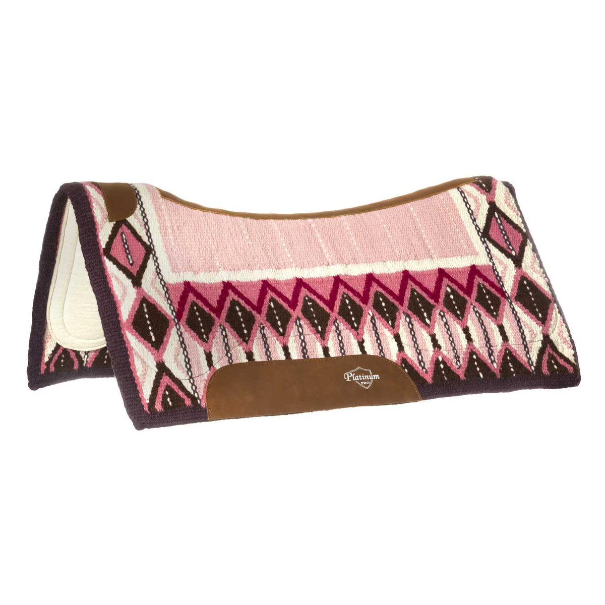 Platinum Pro Westernpad i ull 34x36, Rosa/Vit/Svart